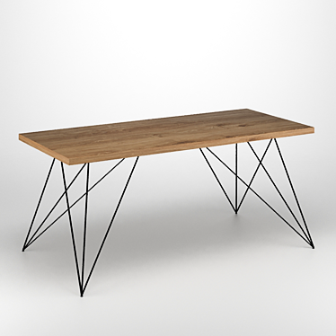 Vintage Wooden Table-1800mm 3D model image 1 