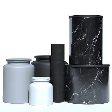 Sleek Marble Canisters & Ceramic Prep Set 3D model image 1 