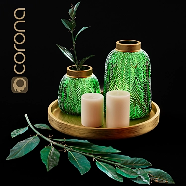 Elegant Leaf Vase Set 3D model image 1 