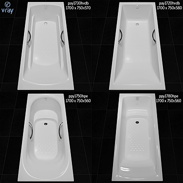 Luxury TOTO Bathtubs: pay1730hvdb, pay1720hvdb, PPY1750HPE, PPY 3D model image 1 