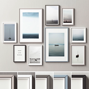 Versatile Picture Frames Set - Multiple Colors & Sizes 3D model image 1 