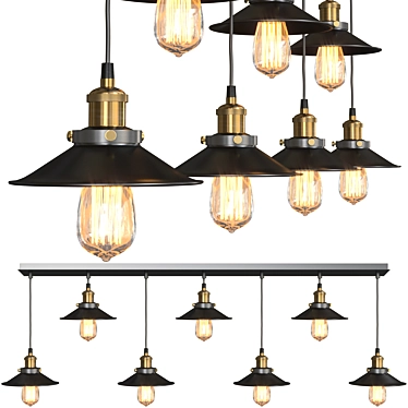 Modern Loft Cone Pendant Light - 7 Lamps 3D model image 1 