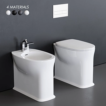 Madre Ceramic WC & Bidet Set 3D model image 1 