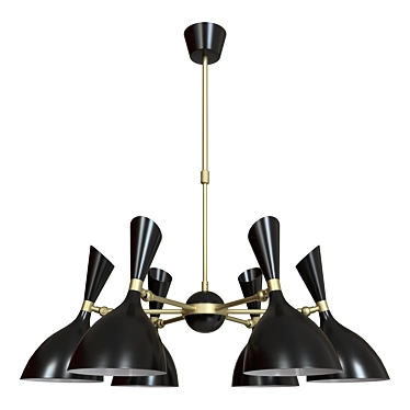 Sleek Black Metal Ceiling Chandelier 3D model image 1 