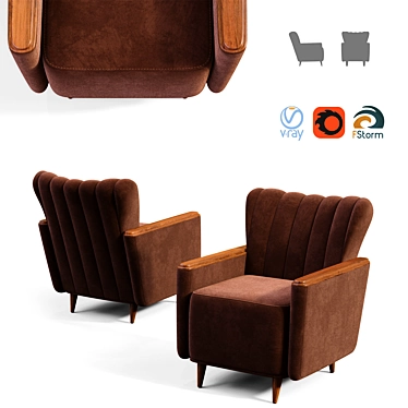 Elegant Single Seater Sofa 3D model image 1 