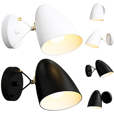 Minimalist Wall Lamp in Black/White 3D model image 1 