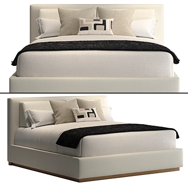 Elegant King-Sized Boutique Bed 3D model image 1 