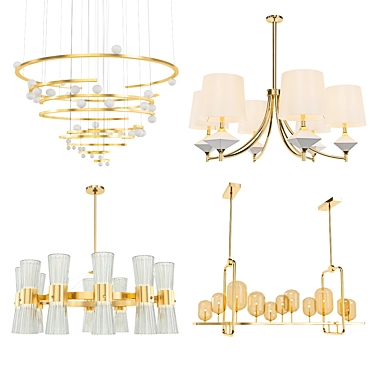 Modern Glass Chandelier Collection 3D model image 1 