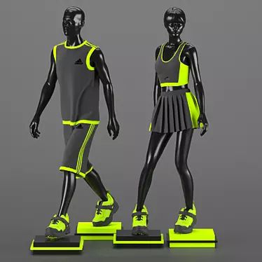 Adidas Cloth Set: Marvelous Designer Male & Female Mannequins 3D model image 1 