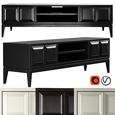 Dantone Home Austin TV Stand: Modern 2-Drawer Design 3D model image 1 