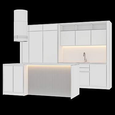 Sleek Modern Kitchen Design 3D model image 1 