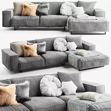Elegant Diane Corner Sofa 3D model image 1 