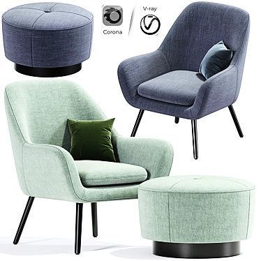 Modern Memphis Armchair Set 3D model image 1 