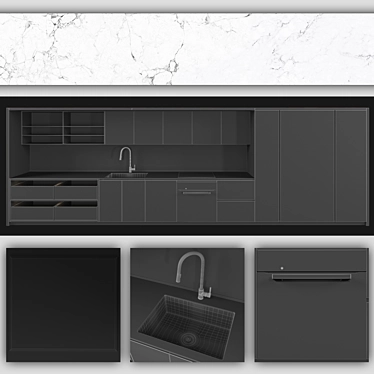 Minimalistic Miele Kitchen Set 3D model image 1 