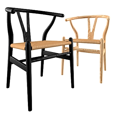 Sleek Ash Wishbone Chair 3D model image 1 