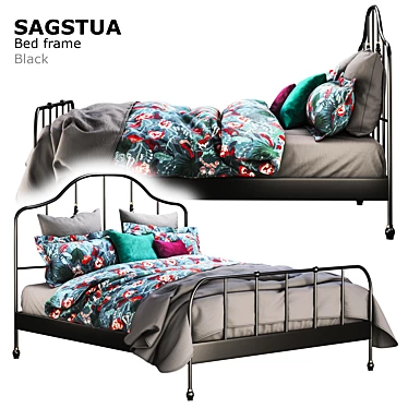 Sleek and Stylish: Ikea Sagstua Bed 3D model image 1 