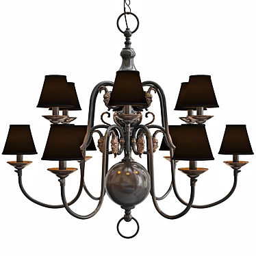 Elegant Bronze Chandelier: La Chapelle 3D model image 1 