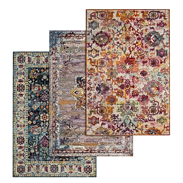 High Quality Carpets Set: 3 Different Variants 3D model image 1 