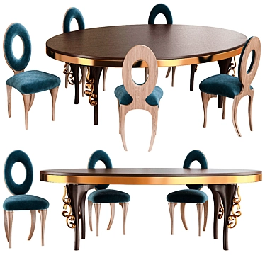 Elegant Rivatelier Chair & Table 3D model image 1 