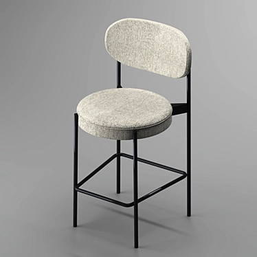 Sleek Steel Bar Stool 3D model image 1 