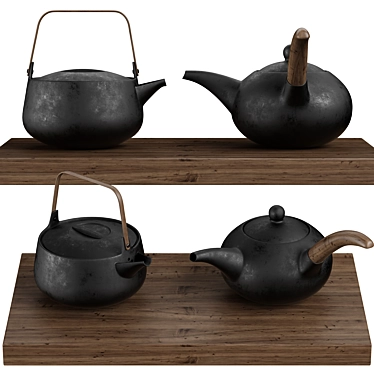 Sleek Steel Coffee Teapot Set 3D model image 1 