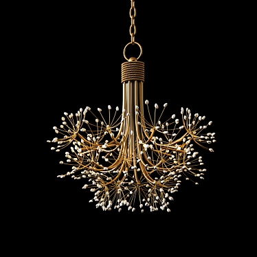 Quartz Crystal Gold Leaf Chandelier 3D model image 1 