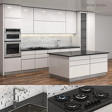 Title: Sleek White Kitchen Bundle 3D model image 1 