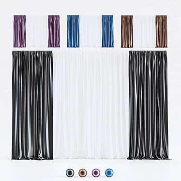 Luxurious Silk Curtain in Elegant Design 3D model image 1 