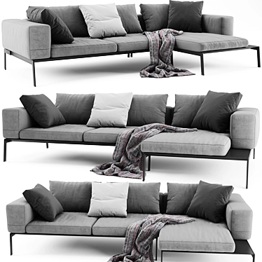 Flexform Lifesteel: Premium Sectional Sofa 3D model image 1 