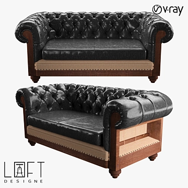 Elegant Leather Sofa: LoftDesign 3927 3D model image 1 
