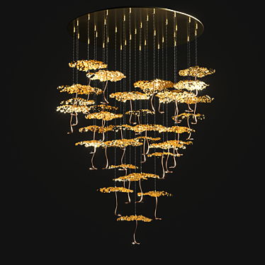 Gilded Lunar Glow Chandelier 3D model image 1 