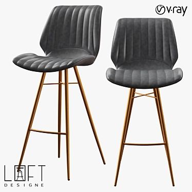 Industrial Style Bar Stool 3D model image 1 