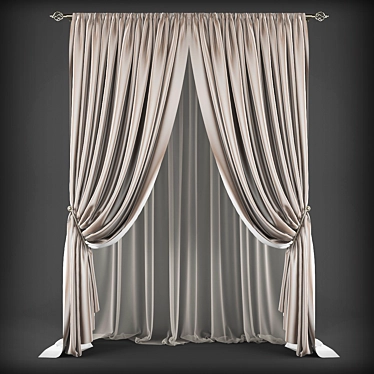 Elegant Sheer Drapes 3D model image 1 