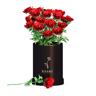 Elegant Red Rose Vase 3D model image 1 