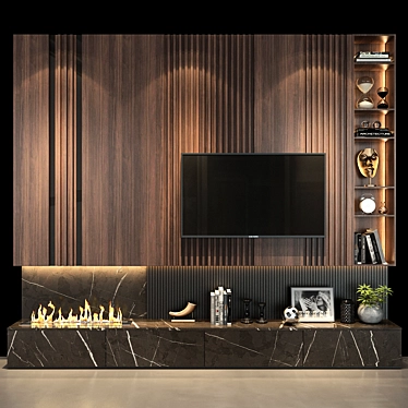 Modern TV Wall Set 58 3D model image 1 