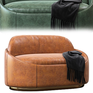 Luxury Velvet and Leather Sofa 3D model image 1 