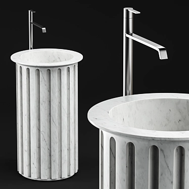 Luxurious Carrara Marble Floor Standing Sink 3D model image 1 