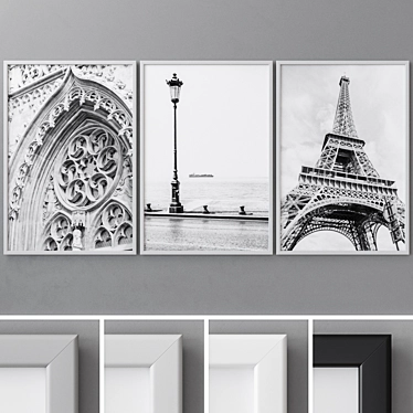  Colorful Set of 4 Photo Frames 3D model image 1 