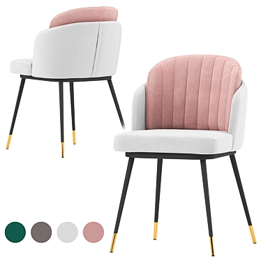 Velvet Two-Tone Penelope Chair 3D model image 1 