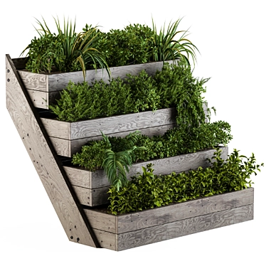 Rustic Wooden Planter Box 3D model image 1 