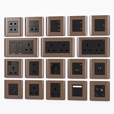 Schneider Zencelo Silverbronze Switches & Sockets 3D model image 1 