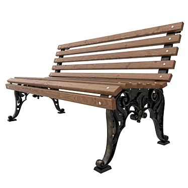 Classic City Bench in White 3D model image 1 