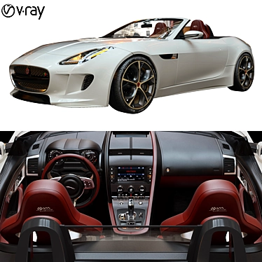 Sleek Jaguar F_TYPE: High-Quality V-Ray 3D model image 1 