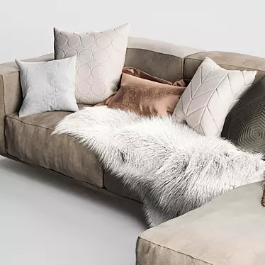 Sophie Modern Leather Corner Sofa 3D model image 1 