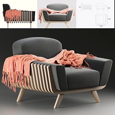 Passoni Design Hamper Armchair: Enhance Your Living Space 3D model image 1 