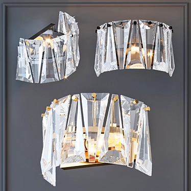 Radiant Gold Crystal Sconce 3D model image 1 