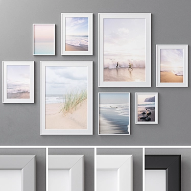 Versatile Multi-size Photo Frames Set 3D model image 1 