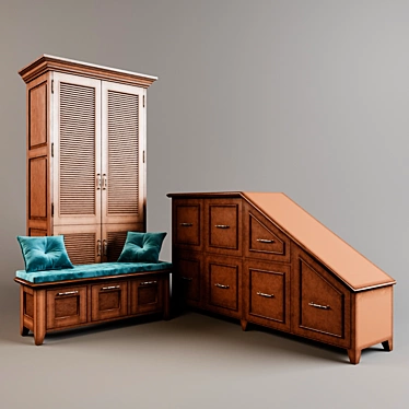 Complete Hallway Set: Cabinet, Bench, Chest 3D model image 1 