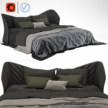 Elegant Wave Bed: Real Material, Non-Overlapping UVs 3D model image 1 