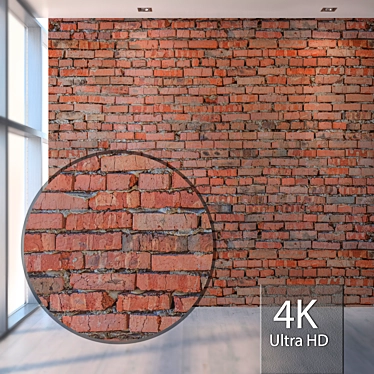 Seamless Brick Red Textured Wall 3D model image 1 